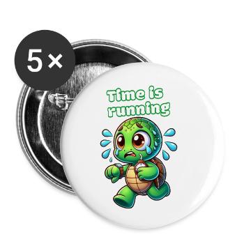 Time is running – Stressed Turtle Shirt - Buttons small 1''/25 mm (5-pack) - white - Front