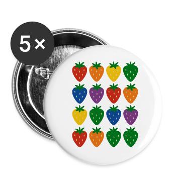 Motif de fraise arc-en-ciel coloré - Lot de 5 petits badges (25 mm) - blanc - Devant