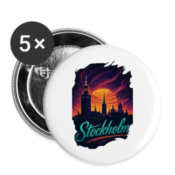 Stockholm la plus belle capitale Suède Cadeau - Lot de 5 petits badges (25 mm) - blanc - Devant