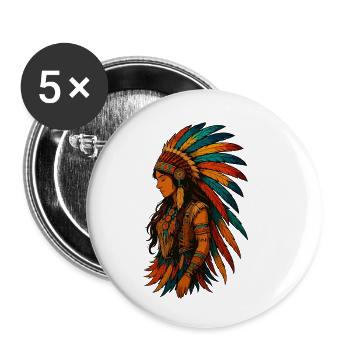 Feather crown - Buttons small 1''/25 mm (5-pack) - white - Front