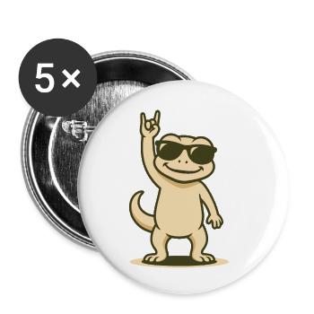 Rocker-Gecko Baby - Buttons klein 25 mm (5er Pack) - Weiß - Vorne