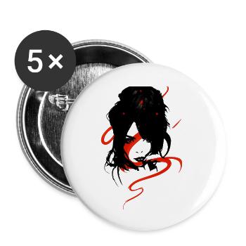 Omikly pop art women's logo glamorous black silhouette - Buttons small 1''/25 mm (5-pack) - white - Front