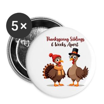 Frères et sœurs de Thanksgiving - Lot de 5 petits badges (25 mm) - blanc - Devant