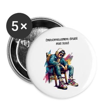 Emotionnellement épuisé mais super stylé - Lot de 5 petits badges (25 mm) - blanc - Devant