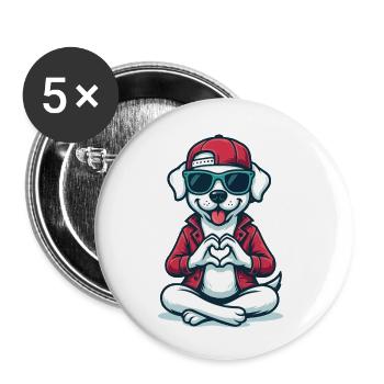 Love Dog Vibes - Buttons klein 25 mm (5er Pack) - Weiß - Vorne