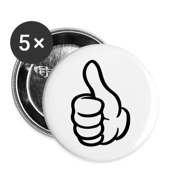 pouce main comme - Lot de 5 petits badges (25 mm) - blanc - Devant