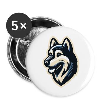 Husky in profile - Buttons small 1''/25 mm (5-pack) - white - Front