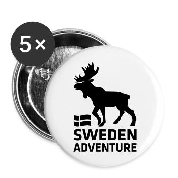 Suède Aventure - Lot de 5 petits badges (25 mm) - blanc - Devant