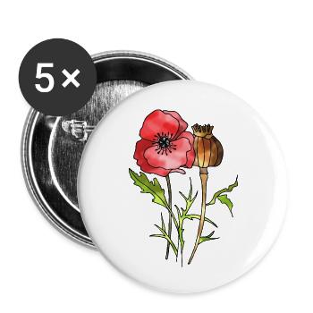 Blumen - Buttons klein 25 mm (5er Pack) - Weiß - Vorne