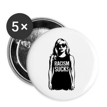Racism Sucks - Buttons small 1''/25 mm (5-pack) - white - Front