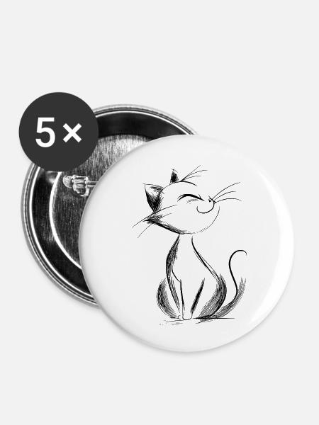 happy kitty illustration - Buttons klein 25 mm (5er Pack) - Weiß