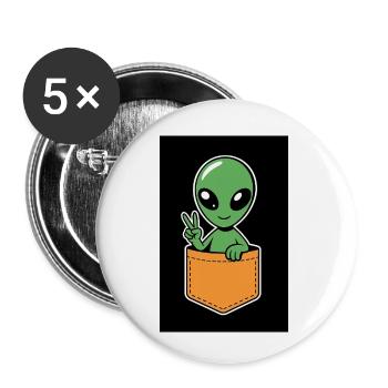 Alien - Buttons klein 25 mm (5er Pack) - Weiß - Vorne