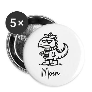 Moin Dino schlecht gelaunt - Buttons klein 25 mm (5er Pack) - Weiß - Vorne