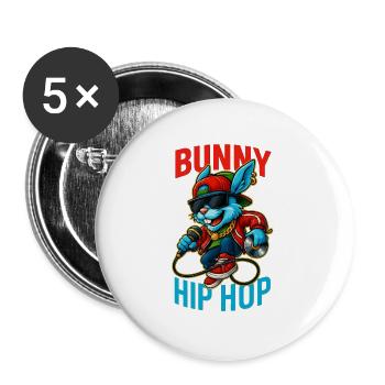 Cool Hip Hop Bunny DJ Rap Style - Buttons small 1''/25 mm (5-pack) - white - Front