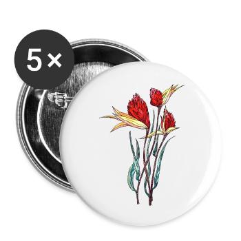 Blumen - Buttons klein 25 mm (5er Pack) - Weiß - Vorne