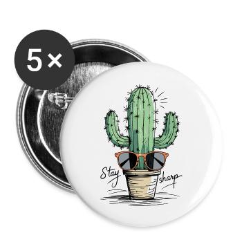 Kaktus Sonnenbrille Design - Buttons klein 25 mm (5er Pack) - Weiß - Vorne