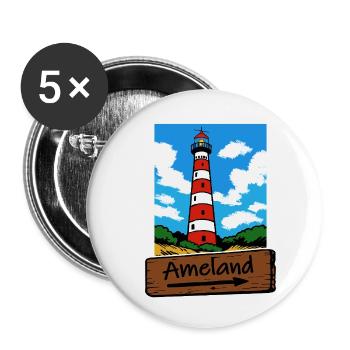 Ameland Leuchtturm Urlaub - Buttons klein 25 mm (5er Pack) - Weiß - Vorne