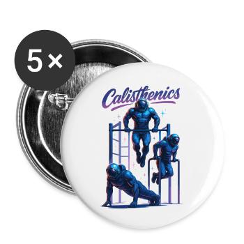 Calisthenics Astronauten Dips Liegestütze Geschenk - Buttons klein 25 mm (5er Pack) - Weiß - Vorne