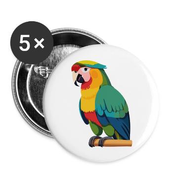 Bunter Papagei nach dem Vorbild der Kunst - Buttons klein 25 mm (5er Pack) - Weiß - Vorne