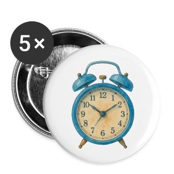 wecker uhr aquarell - Buttons klein 25 mm (5er Pack) - Weiß - Vorne