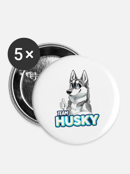 TEAM Husky - Grau - Buttons klein 25 mm (5er Pack) - Weiß