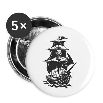 Spukende Piratenschiff-Silhouette - Buttons klein 25 mm (5er Pack) - Weiß - Vorne