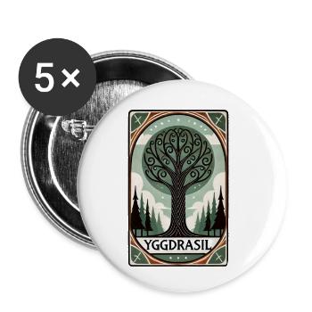 Yggdrasil Norse Tarot Card Style Design - Lot de 5 petits badges (25 mm) - blanc - Devant