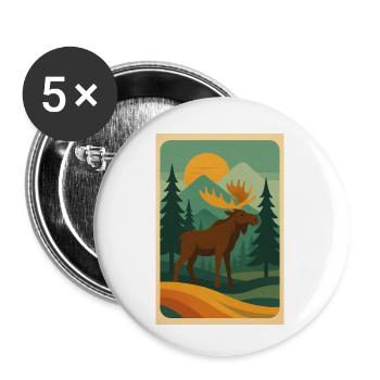 Majestic Moose – Ambiance rétro en pleine nature - Lot de 5 petits badges (25 mm) - blanc - Devant