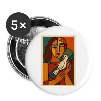 Peaceful Soul – Kubismus trifft Retro-Kunst - Buttons klein 25 mm (5er Pack) - Weiß - Vorne