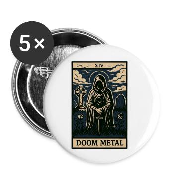 Doom Metal Tarotkarte – Schatten, Zauberei & Solitud - Buttons klein 25 mm (5er Pack) - Weiß - Vorne