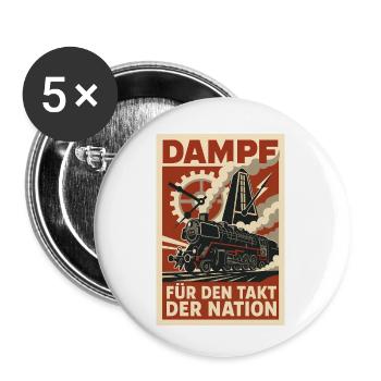 Railway Steam Locomotive Takt Nation - Buttons small 1''/25 mm (5-pack) - white - Front
