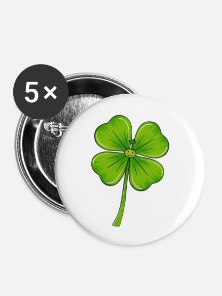 Glück - Buttons klein 25 mm (5er Pack) - Weiß