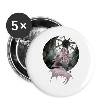 Sirène magique dans le temple sous-marin - Lot de 5 petits badges (25 mm) - blanc - Devant