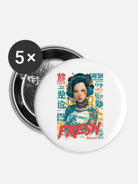 Urbane frische Vibes - Buttons klein 25 mm (5er Pack) - Weiß