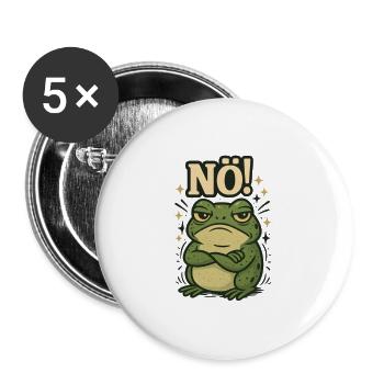 Statement Frosch Nö Fun Design Nein - Buttons klein 25 mm (5er Pack) - Weiß - Vorne