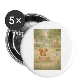 Eichhörnchen in freier Wildbahn mit seinen Freunden - Buttons klein 25 mm (5er Pack) - Weiß - Vorne