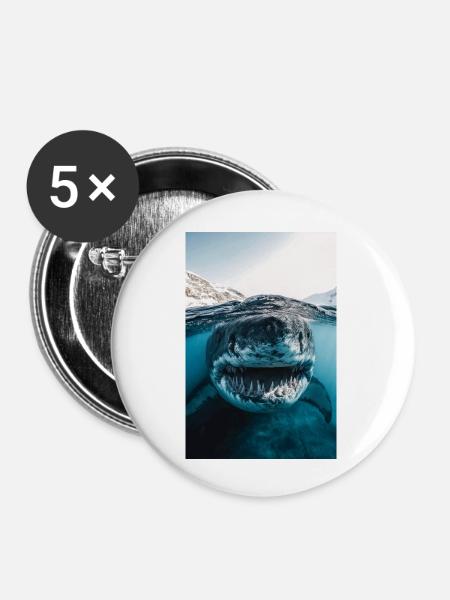 Mega Shark Nahbegegnung - Buttons klein 25 mm (5er Pack) - Weiß
