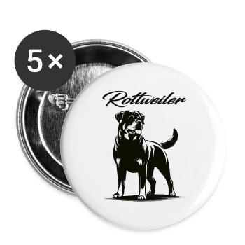 Fier de mon Rottweiler – la force avec le cœur - Lot de 5 petits badges (25 mm) - blanc - Devant