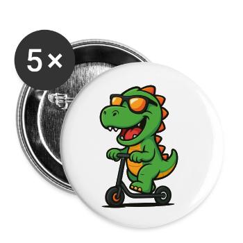 dino roller - Buttons klein 25 mm (5er Pack) - Weiß - Vorne