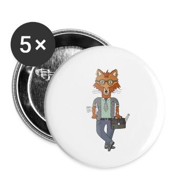 Renard en costume Des affaires avec style et humour - Lot de 5 petits badges (25 mm) - blanc - Devant