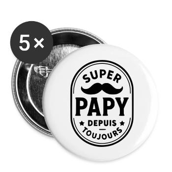 Super papy depuis toujours - Lot de 5 petits badges (25 mm) - blanc - Devant