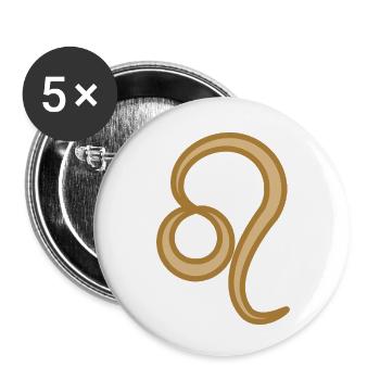 Symbole du zodiaque Lion deux tons doré - Lot de 5 petits badges (25 mm) - blanc - Devant