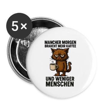 Lundi Chat Café Drôle De Bureau Dire - Lot de 5 petits badges (25 mm) - blanc - Devant