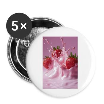 Erdbeeren in Pink Splash - Buttons klein 25 mm (5er Pack) - Weiß - Vorne