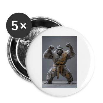 Guerrier gorille de sumo - Lot de 5 petits badges (25 mm) - blanc - Devant
