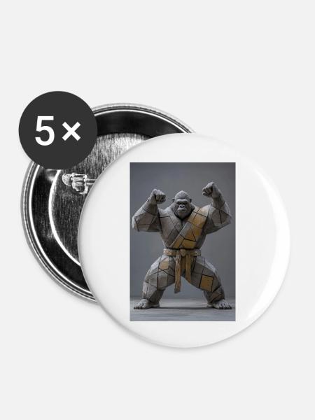 Sumo Gorilla Krieger - Buttons klein 25 mm (5er Pack) - Weiß