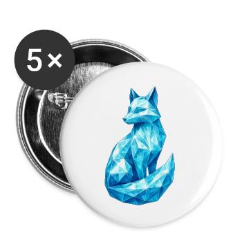 Diamant-Fuchs – Tierdesign in Edelstein-Optik - Buttons klein 25 mm (5er Pack) - Weiß - Vorne