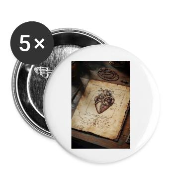 Anatomie des Herzens Skizze - Buttons klein 25 mm (5er Pack) - Weiß - Vorne