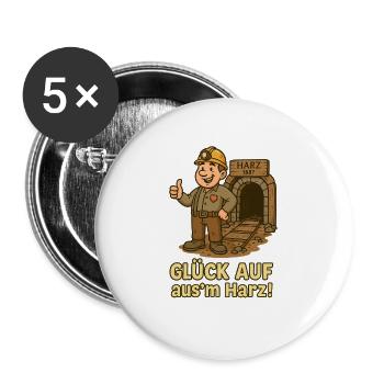 Chance sur Harz Mine Mining Buddy - Lot de 5 petits badges (25 mm) - blanc - Devant