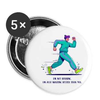 Marcheur rapide - Lot de 5 petits badges (25 mm) - blanc - Devant